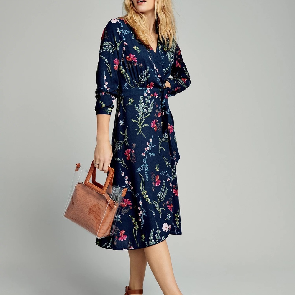 Navy Blue Floral Dress
